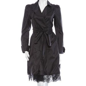 DVF Silk taffeta wrap dress w/lace at trim